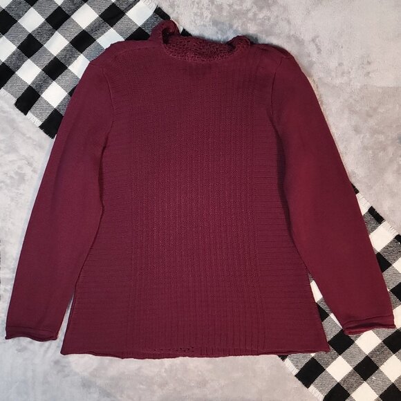 1X | 89th & Madison | Maroon Knit Draped Cardigan - Picture 3 of 4